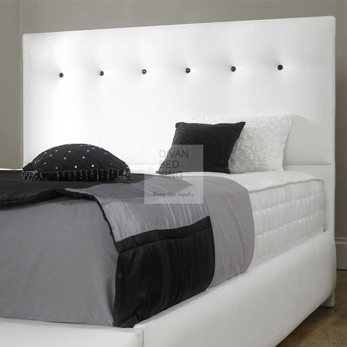 Pearl White Leather Design Floor Standing Divan Bed Headboard