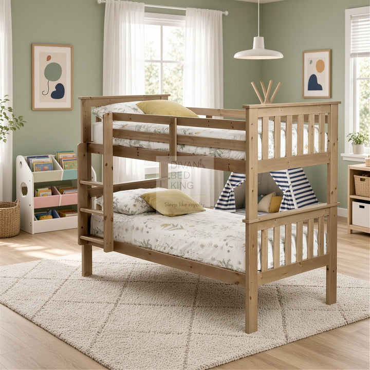 Columbus Detachable Natural Pine Wooden Bunk Bed