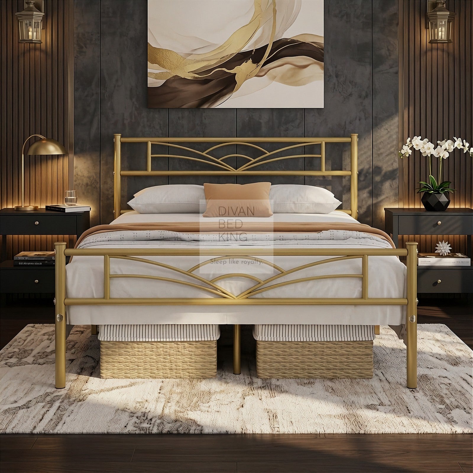 Georgia Gold Metal Bed Frame – Divan Bed King