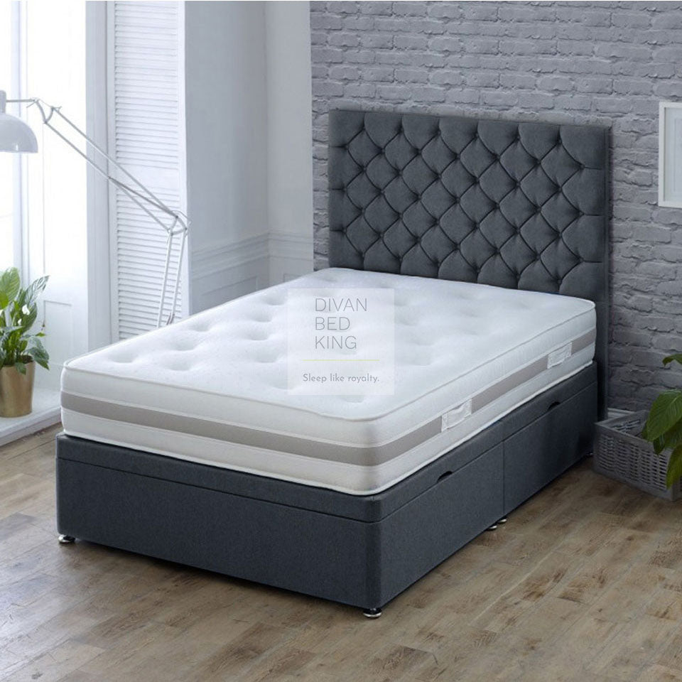 Fiona Luxury Ottoman Divan Bed with Chesterfield Floor Standing Headboard Option