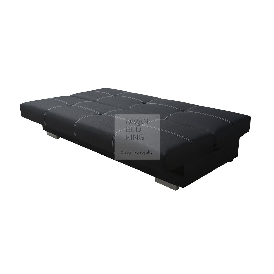 Theodore 3 Seater Black Linen Sofa Bed with Storage