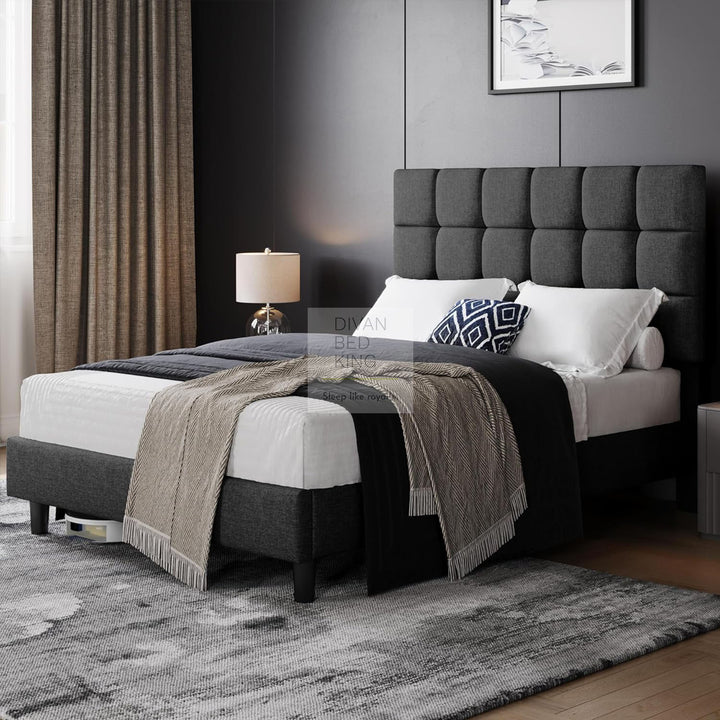 Armando Charcoal Linen Fabric Upholstered Bed Frame