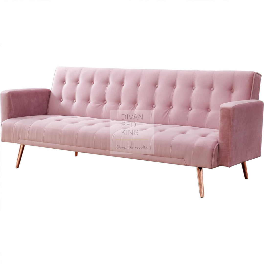 Sterling Rose Pink Plush Velvet 3 Seater Sofa Bed