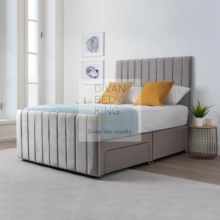 Stroma Stripe Luxury Divan Bed with Floor Standing Headboard and Footboard