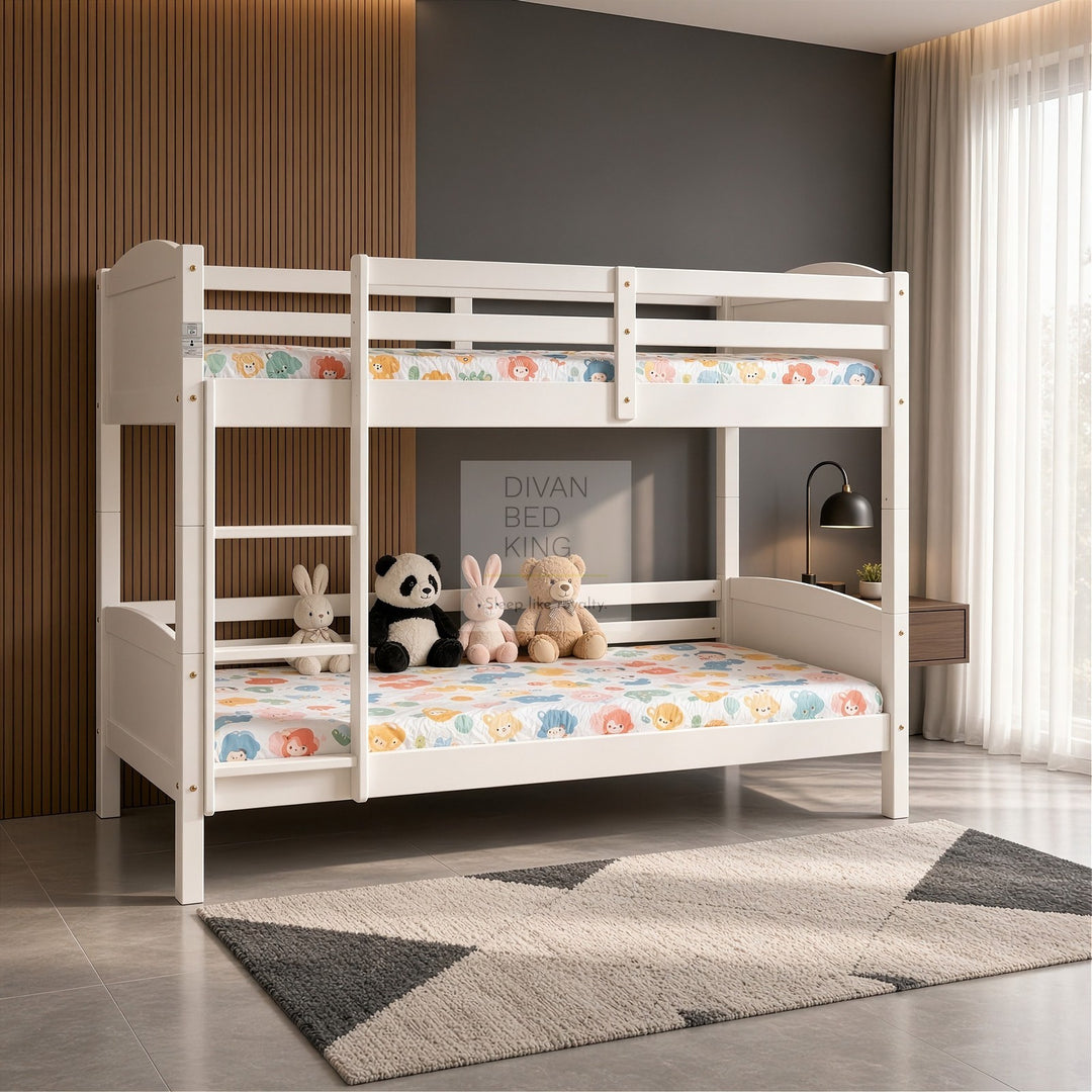 Columbus Detachable White Wooden Bunk Bed