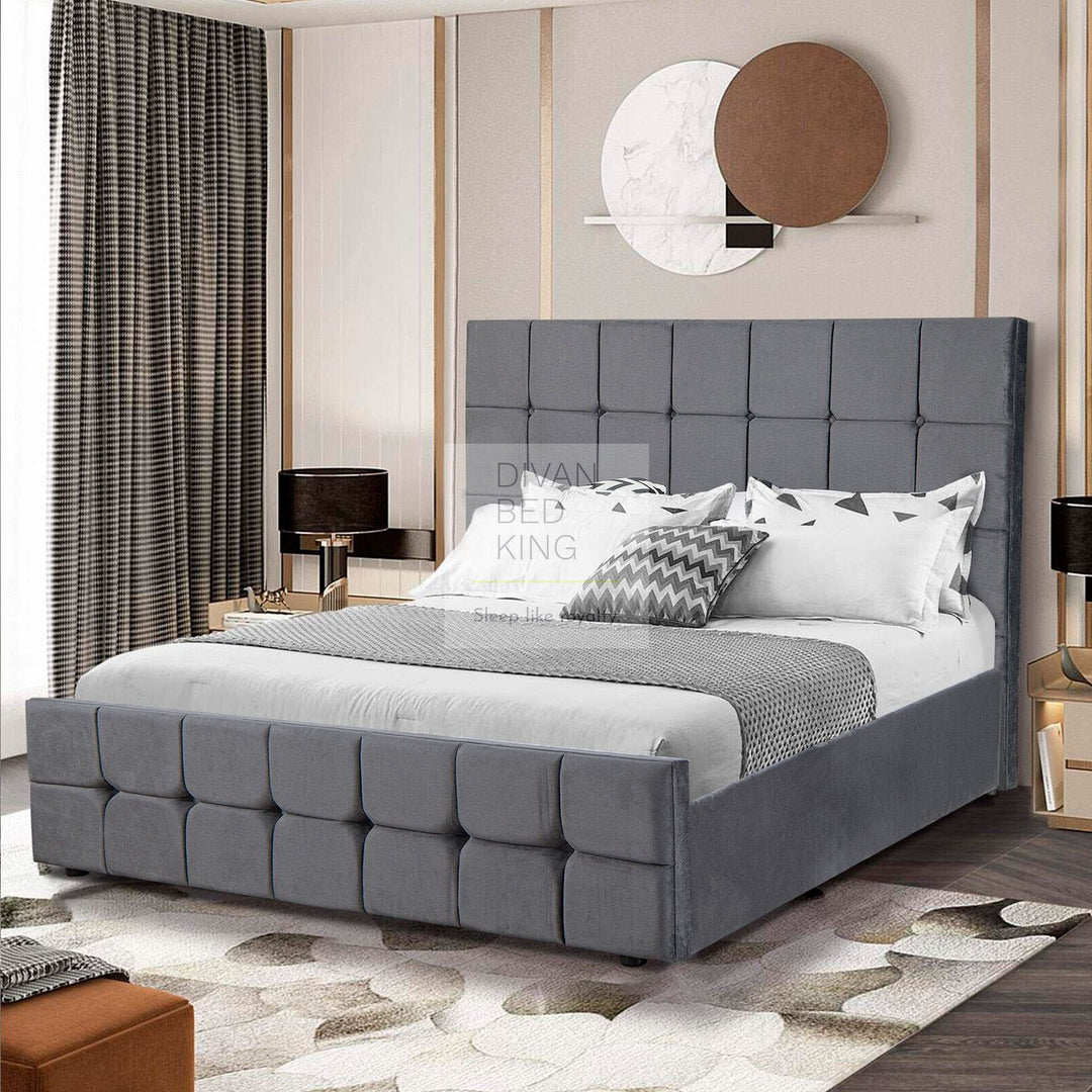 Maria Ottoman Dark Grey Upholstered Bed Frame Storage End Lift