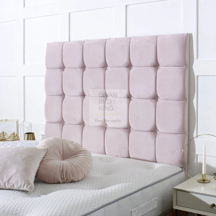 Aeiress Pink Cube Designer Divan Bed With Luxury Headboard and Footboard