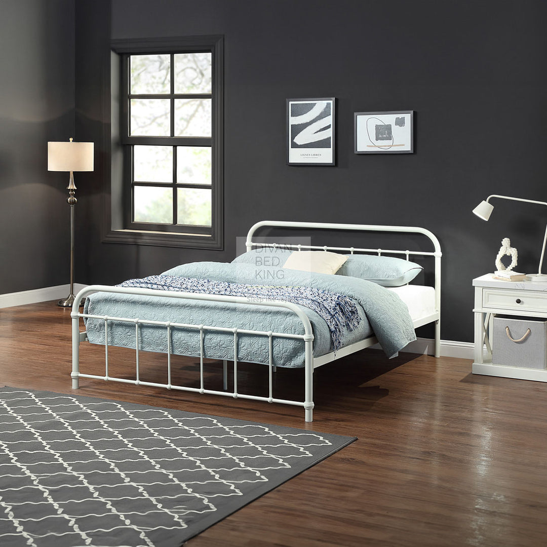 Regent White Metal Hospital Style Bed Frame