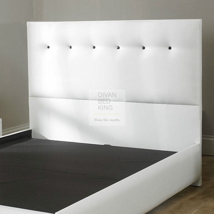 Pearl White Leather Design Floor Standing Divan Bed Headboard