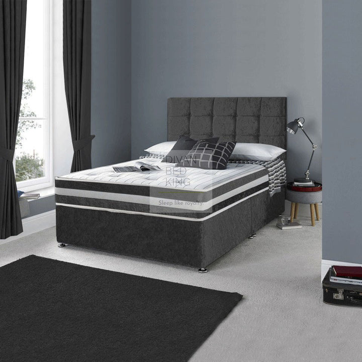 Marcus House Crushed Velvet Divan with 3D Airflow Spring Memory Mattress