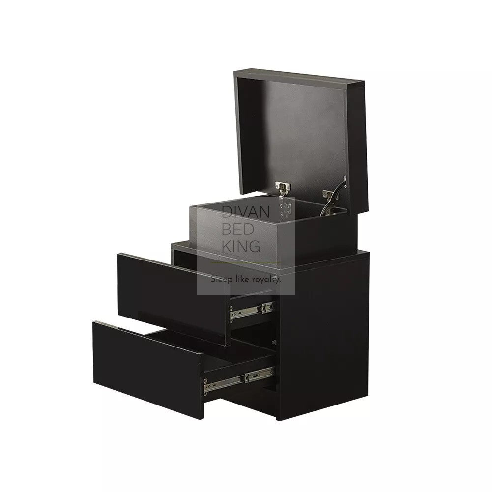 Volo 2 Drawer LED Black Gloss Bedside Table