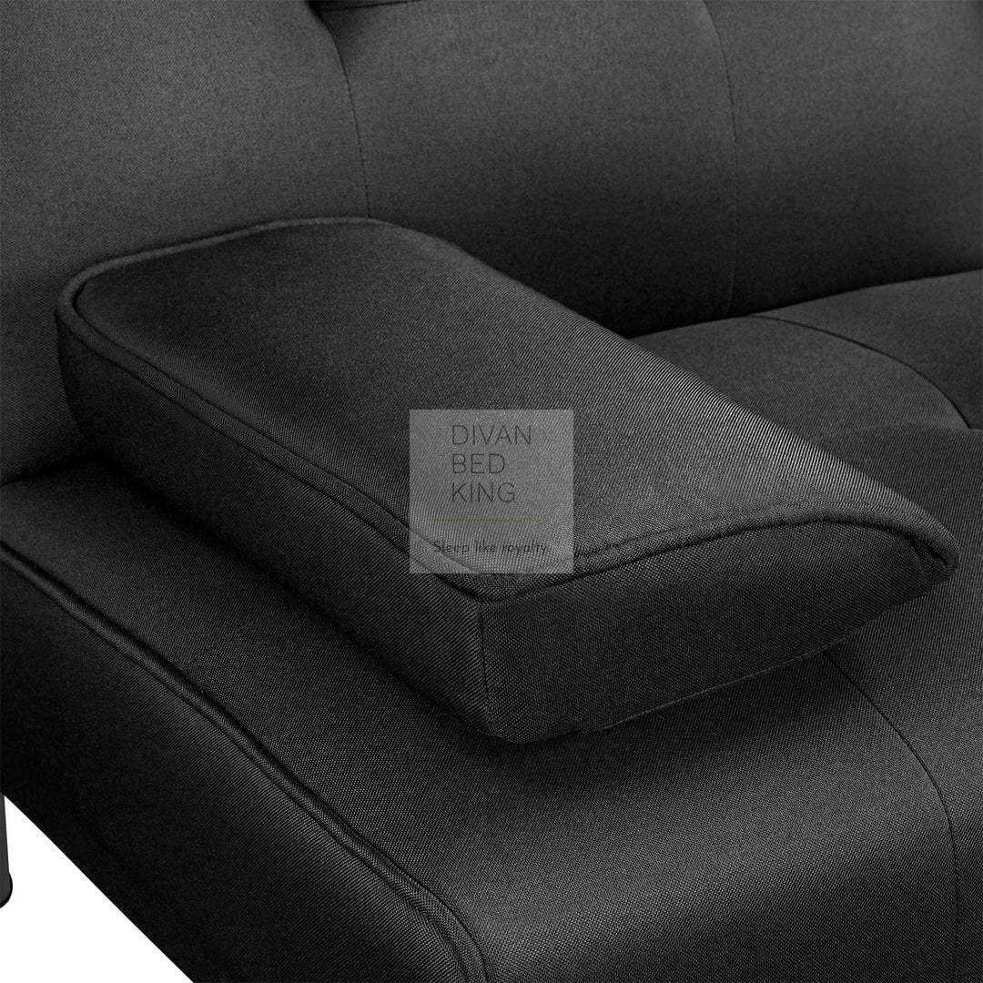 Francesca Black Cotton Sofa Bed with Cup Holders
