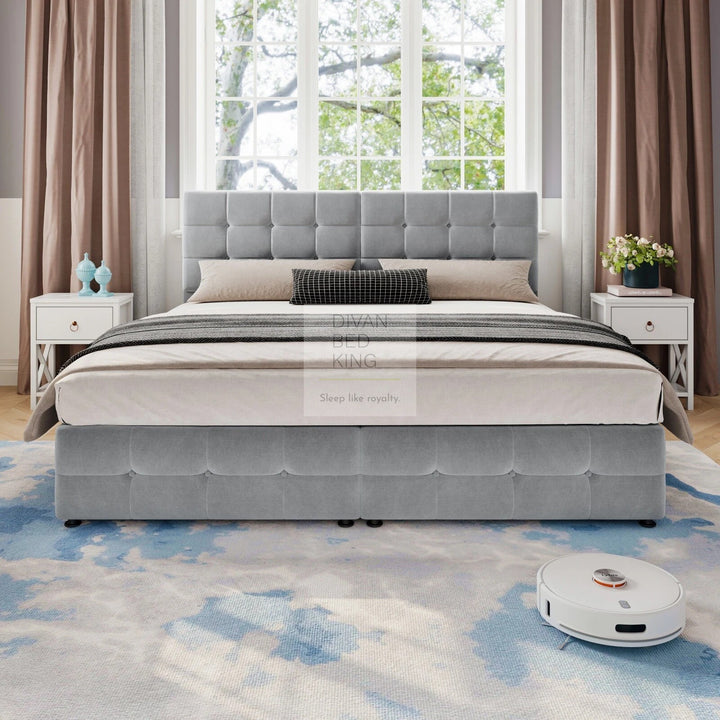 Contessa 2-in-1 Split & Link Side Lift Grey Velvet Ottoman Bed