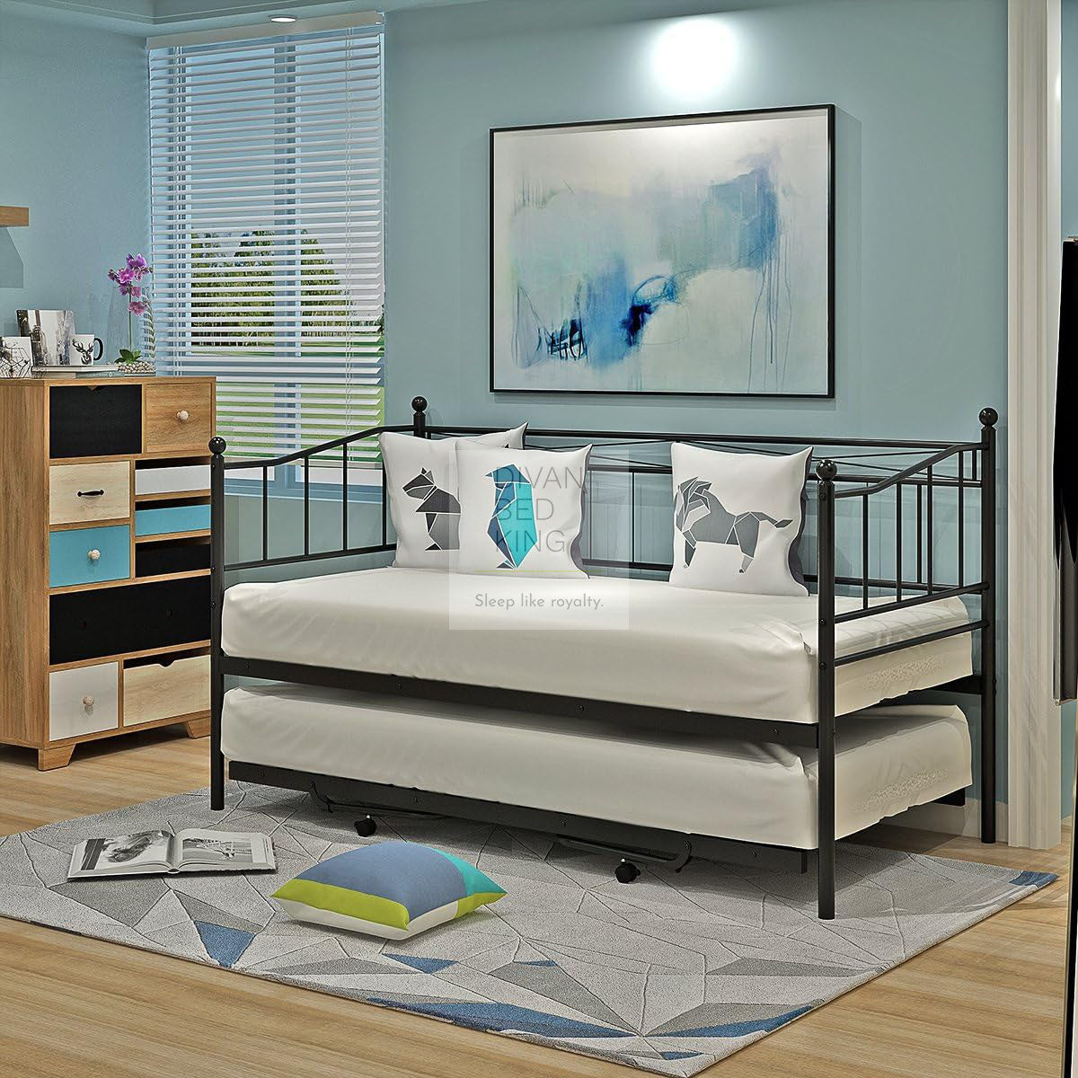 Metal Divan Amara Daybed Black Metal Day Bed with Trundle Option – Divan Bed King