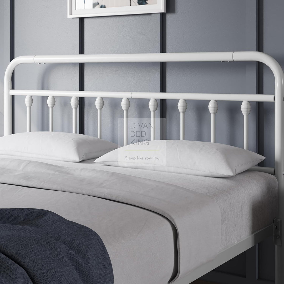 Victorian White Metal Hospital Vintage Style Bed Frame