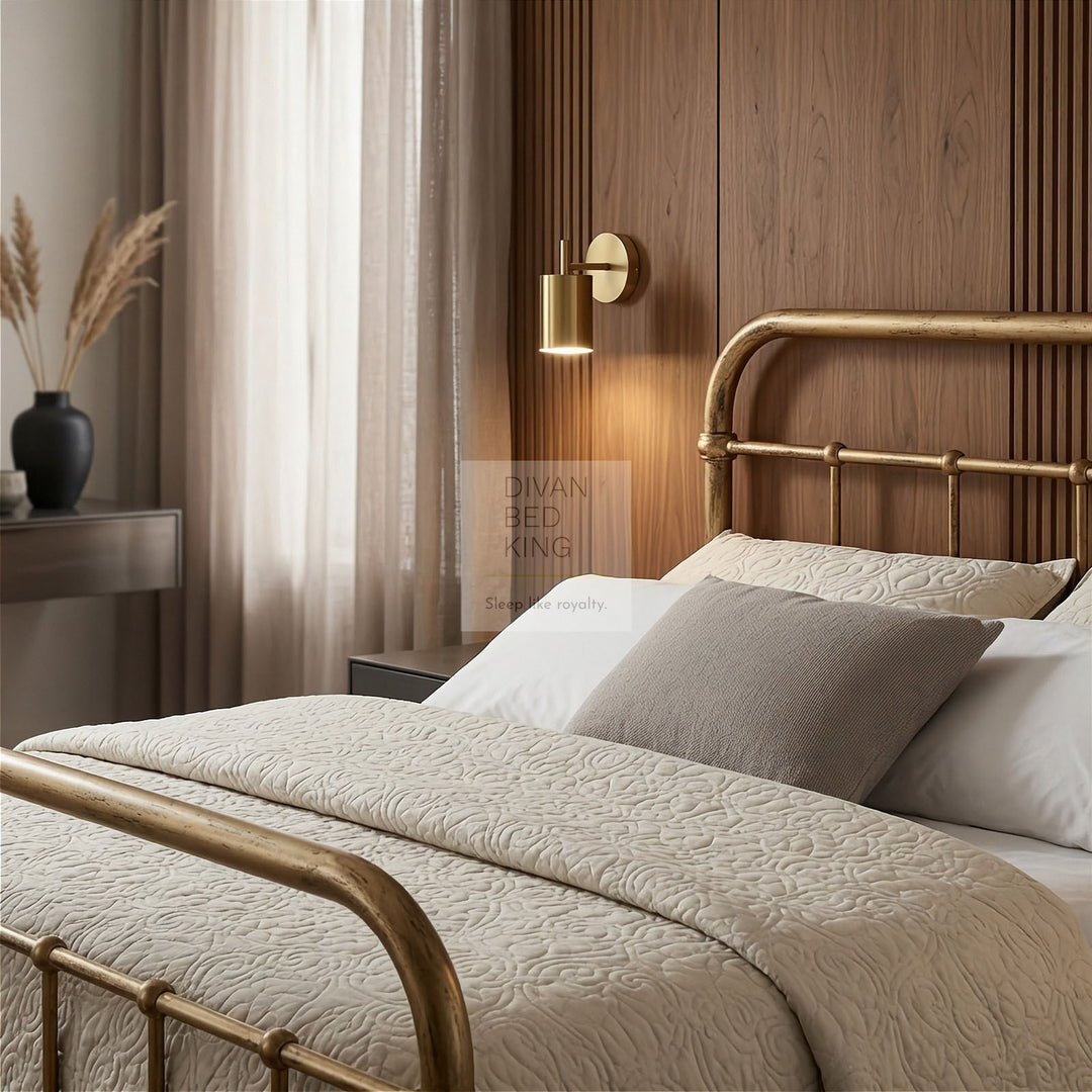 Regent Antique Brass Metal Hospital Style Bed Frame