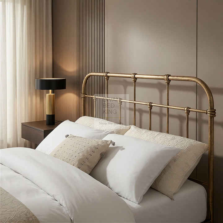 Bellamy Antique Brass Metal Hospital Style Bed Frame