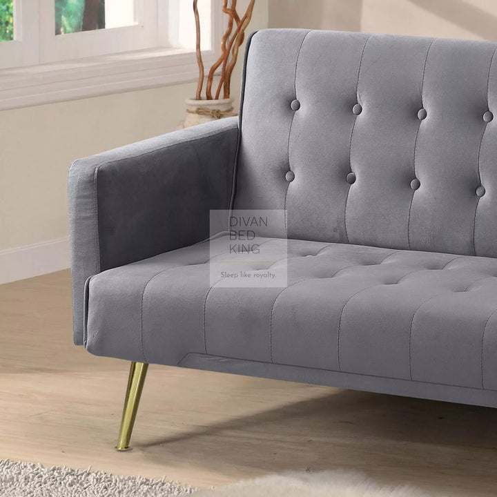 Sterling Grey Plush Velvet 3 Seater Sofa Bed