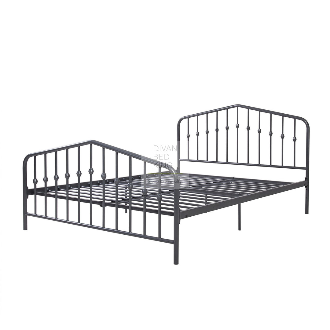 Gatsby Tall Headboard Adjustable Height Grey Metal Bed Frame