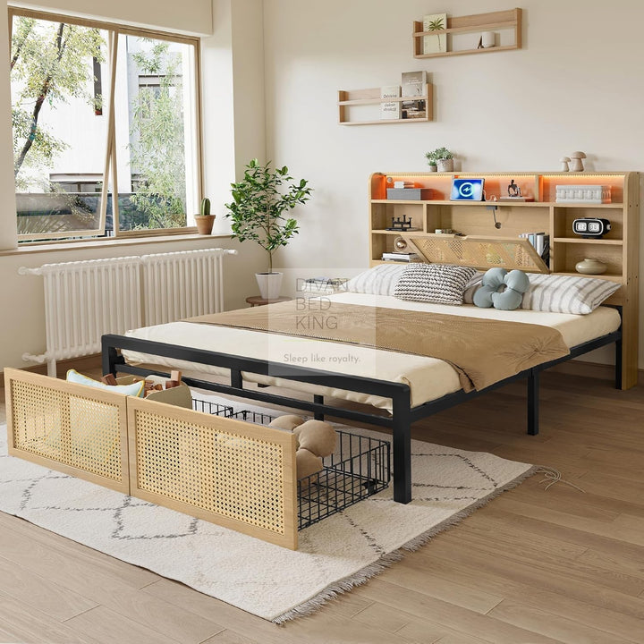 Karisma Solid Wooden Bed with Shelves with Drawer Storage Footend