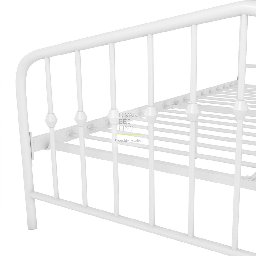 Gatsby Tall Headboard Adjustable Height White Metal Bed Frame