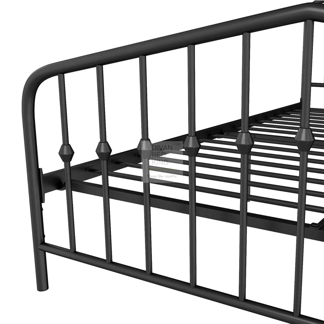 Gatsby Tall Headboard Adjustable Height Black Metal Bed Frame