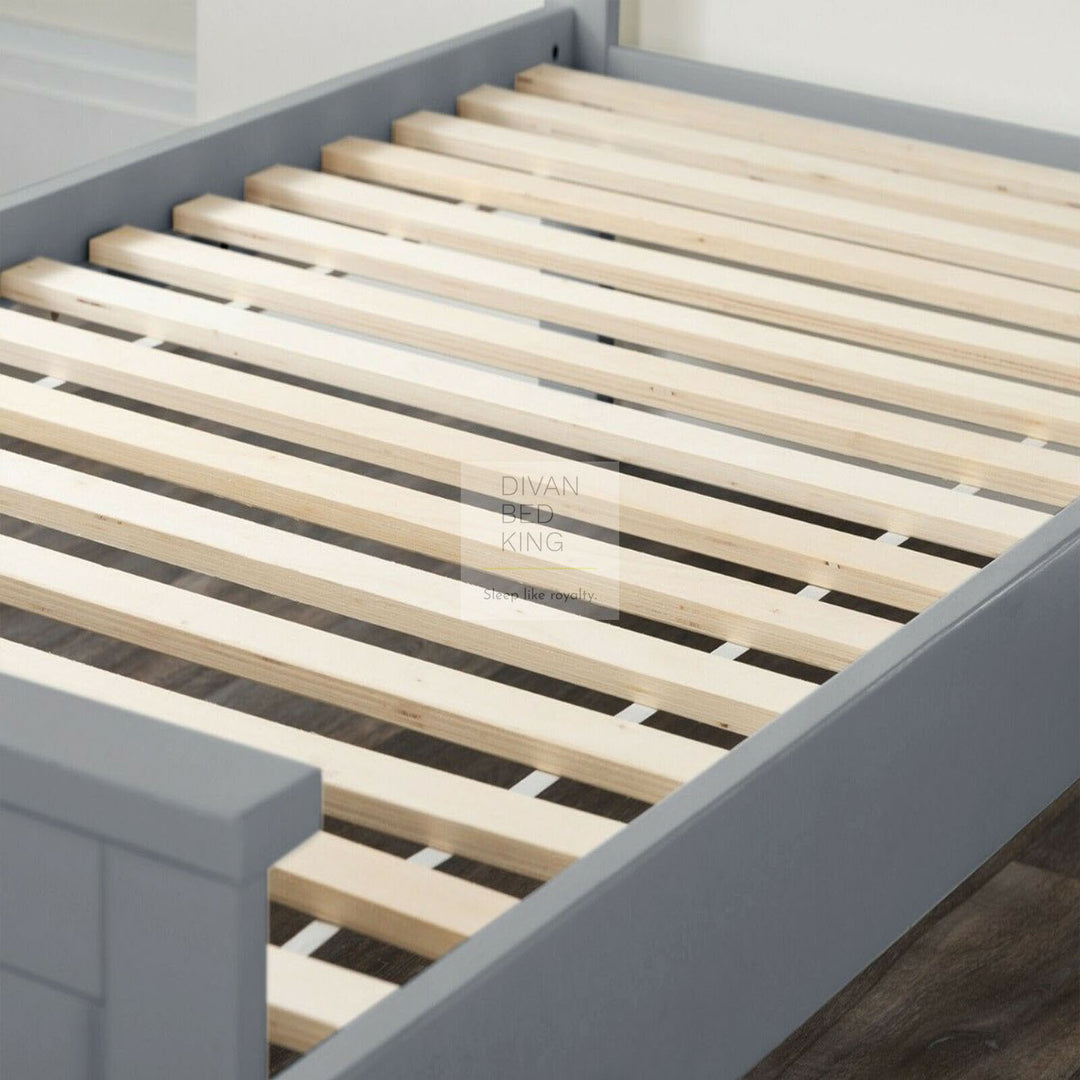 Halvard Grey Wooden Bed with Drawers