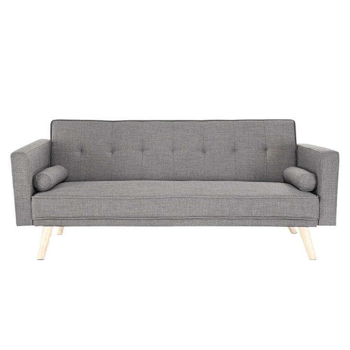 Prince Grey Linen 3 Seater Sofa Bed with Cushions