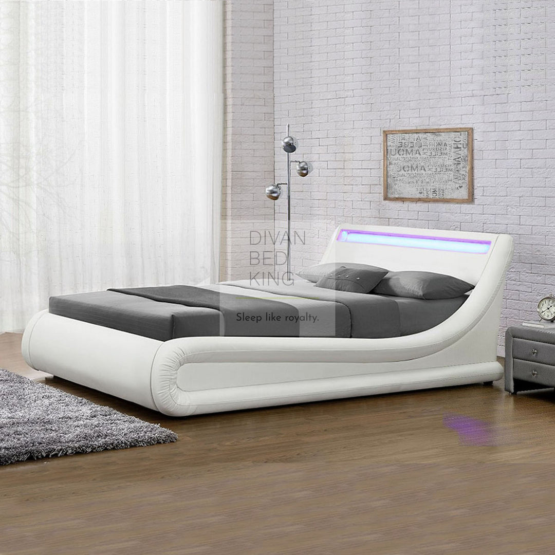 Volo LED Modern Black Leather Ottoman Storage Bed