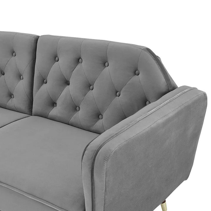 Regine Grey Plush Velvet 3 Seater Sofa Bed