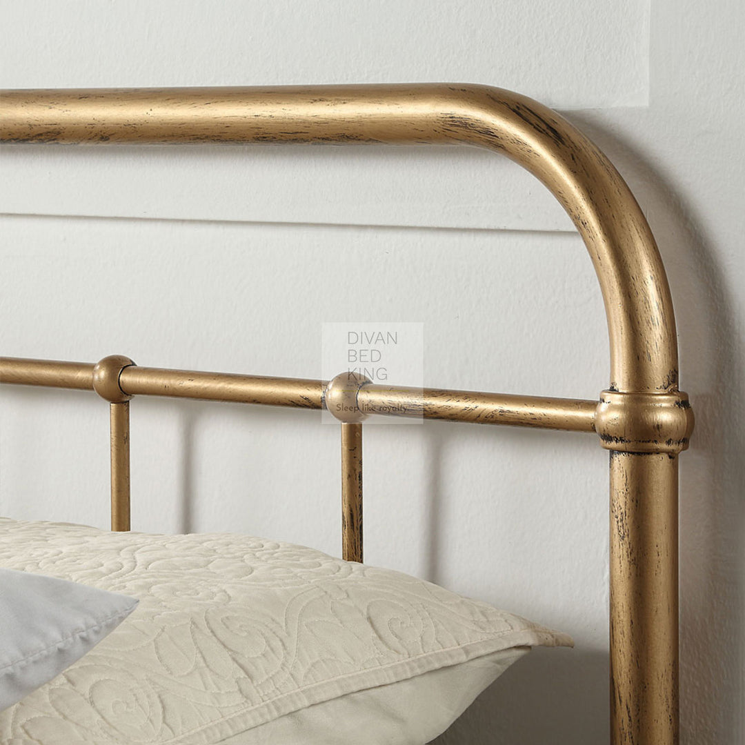 Regent Antique Brass Metal Hospital Style Bed Frame