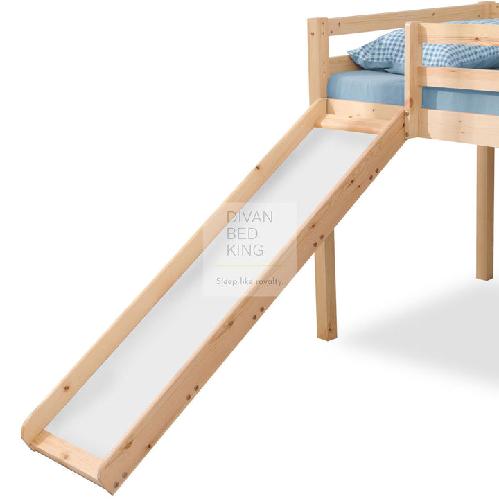 Timothy Slide Kids Pine Wooden Mid Sleeper Cabin Bunk Bed with Ladder