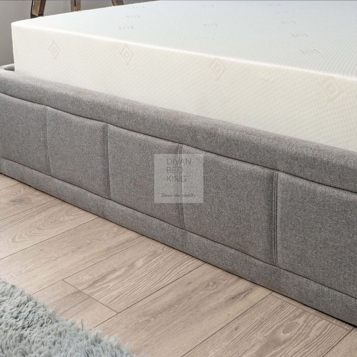 Bertram Cube Grey Linen Ottoman Storage End Lift Bed Frame