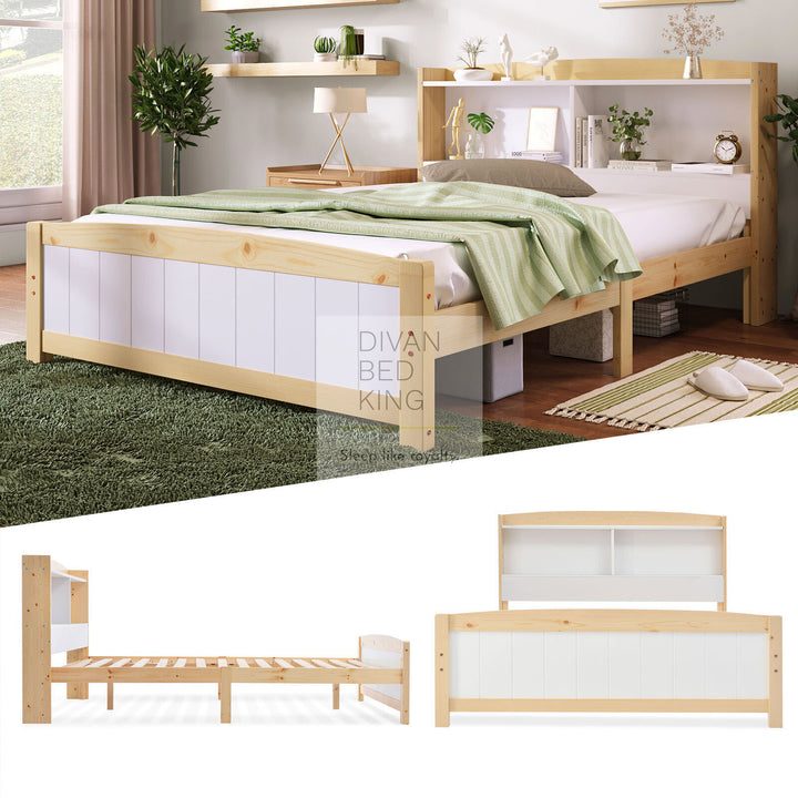 Karisma 4ft6 Double Solid Wooden Bed with Shelves