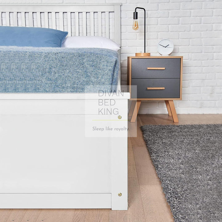 Jaslyn White Wooden Ottoman Storage Bed