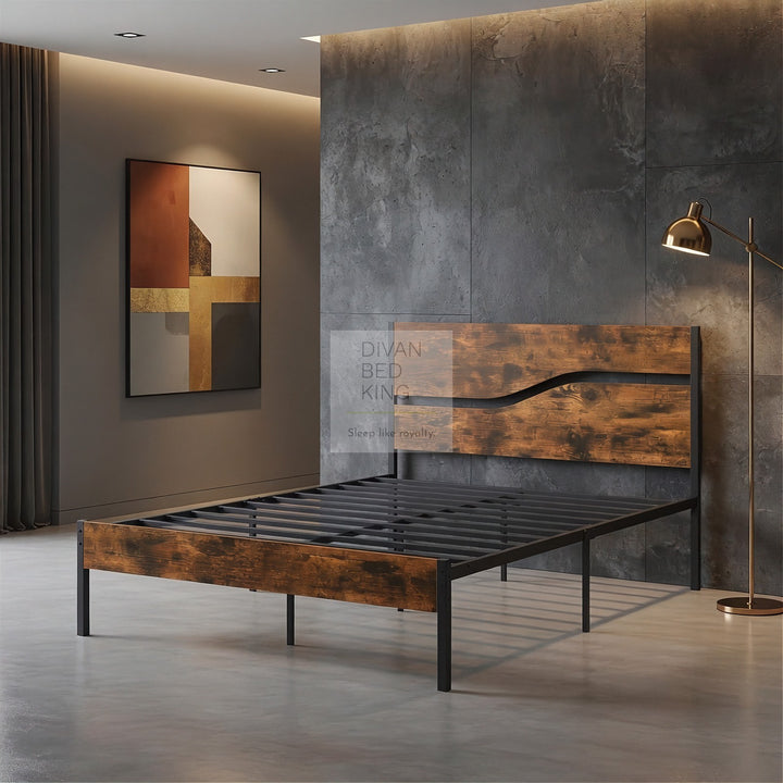 Moledar Curved Engineered Wood Storage Bed Frame with Footboard with 4 Drawer Option