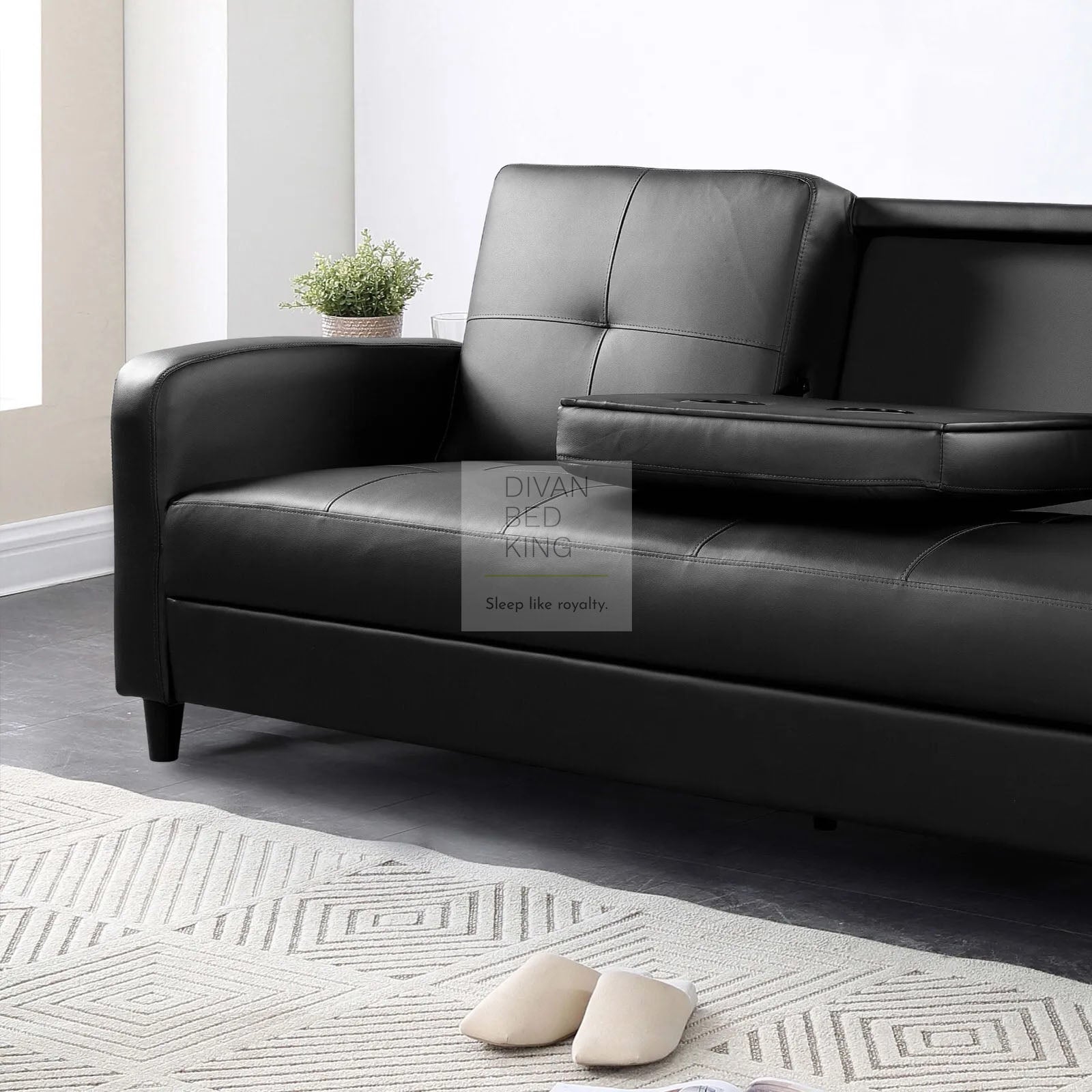 Small leather sofa bed sales