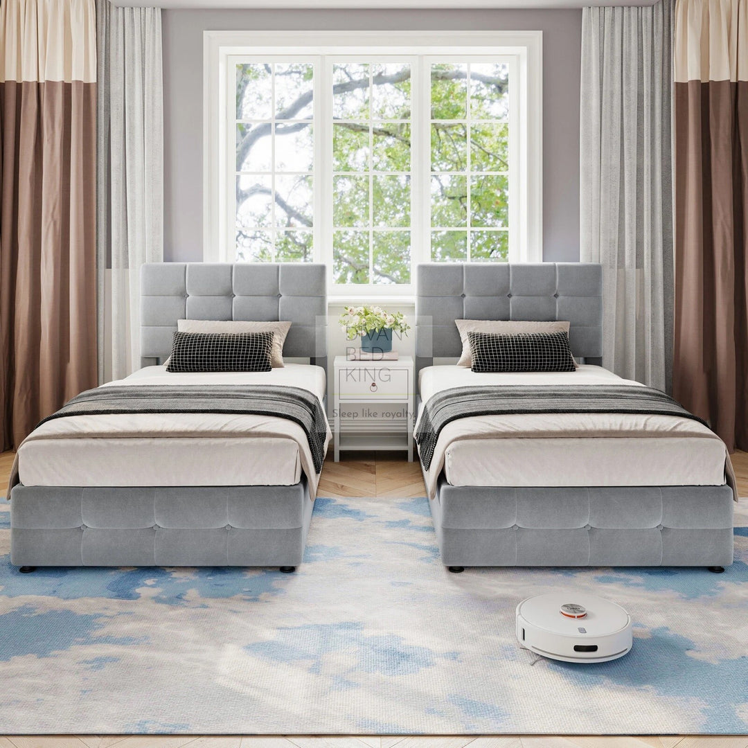 Contessa 2-in-1 Split & Link Side Lift Grey Velvet Ottoman Bed