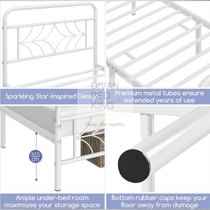 Vector Kids 3ft Single White Metal Bed Frame