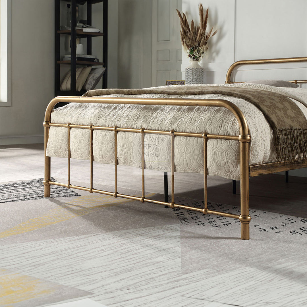 Regent Antique Brass Metal Hospital Style Bed Frame