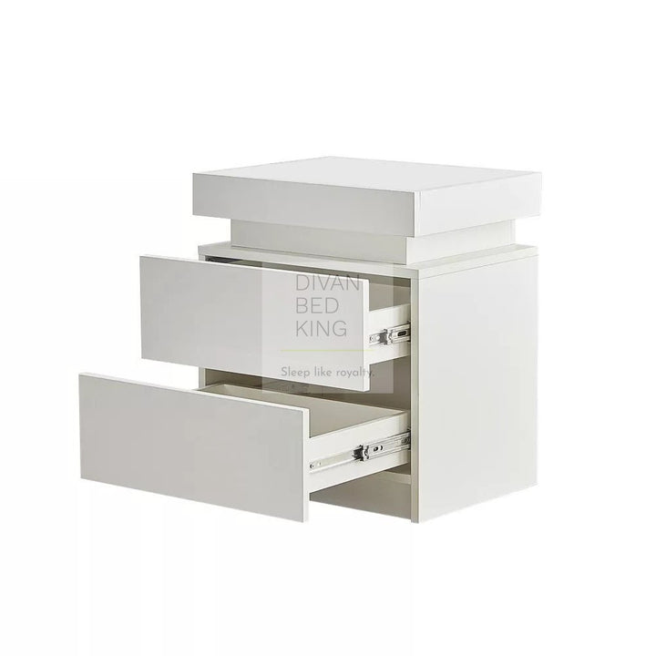 Volo 2 Drawer LED White Gloss Bedside Table