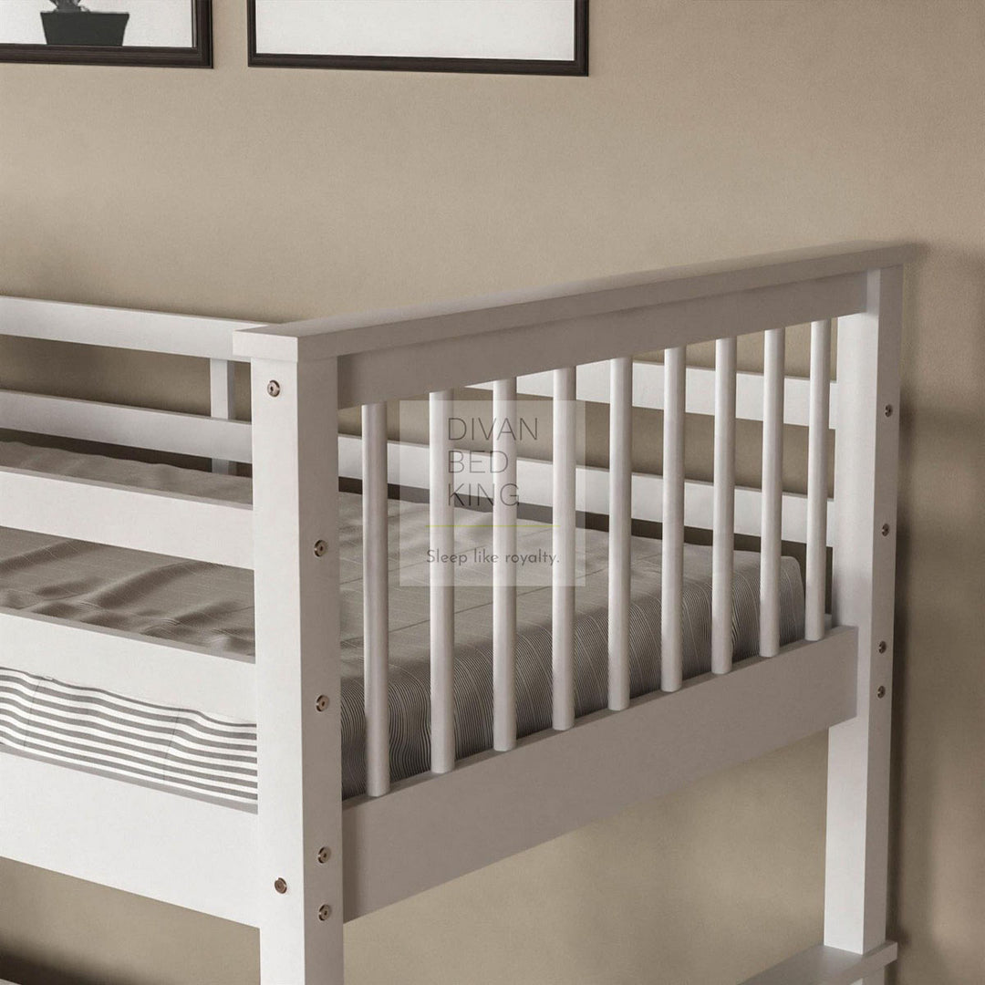 Morgan White Detachable Wooden Bunk Bed with Ladder