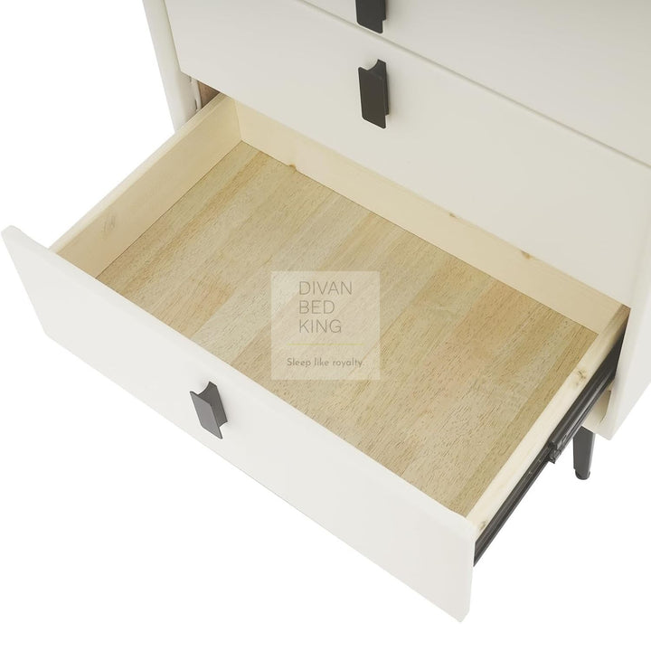Elara White 3 Drawer Smart LED Bedside Table with Bluetooth Speakers, Fingerprint Lock, USB and Wireless Charging