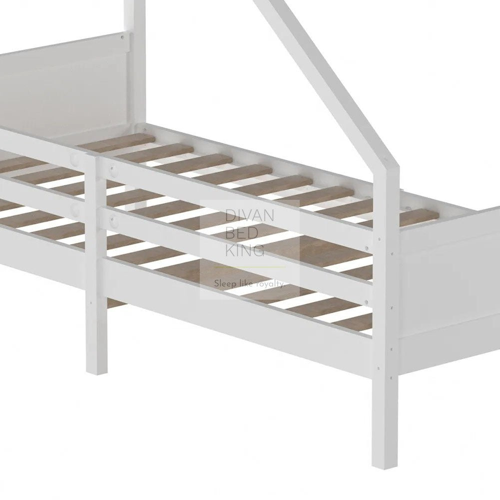 Contessa White Treehouse 3ft Single Bed Wooden with Canopy Kids Sleeper Pine House Low Childs