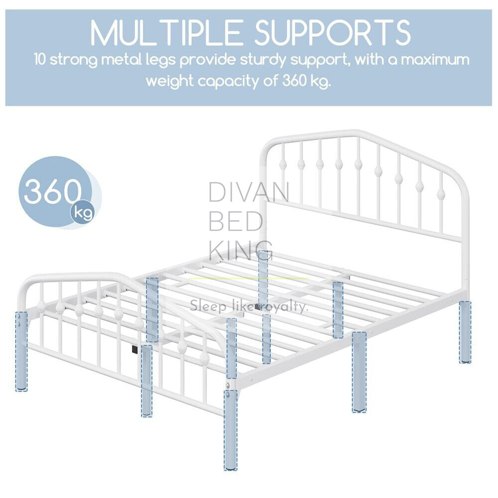 Gatsby White Metal Bed Frame