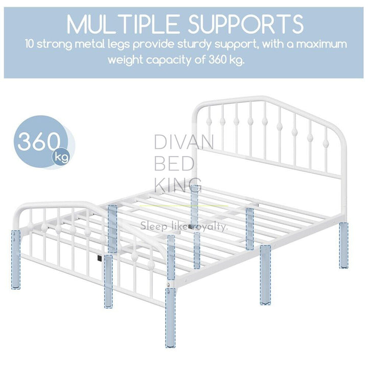 Gatsby White Metal Bed Frame