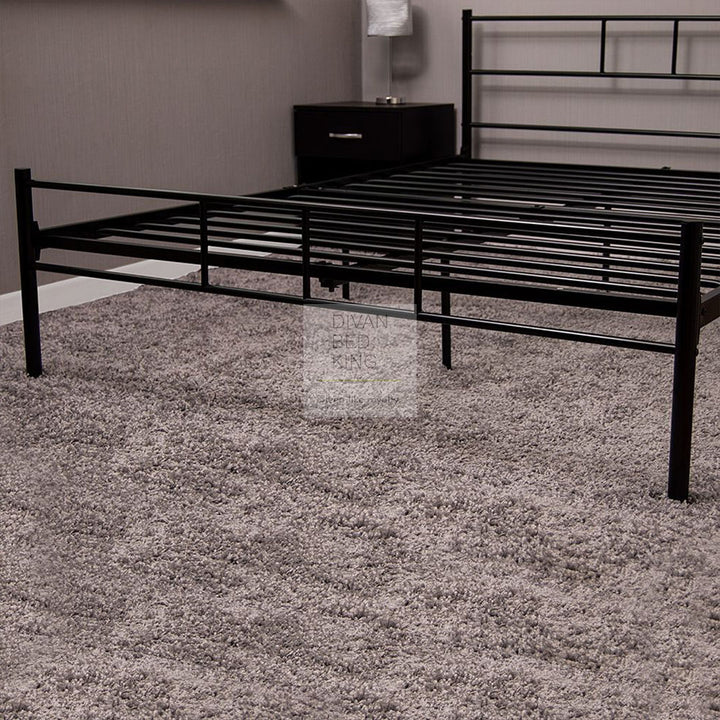 Dravos Black Metal Bed Frame With Drawer Options