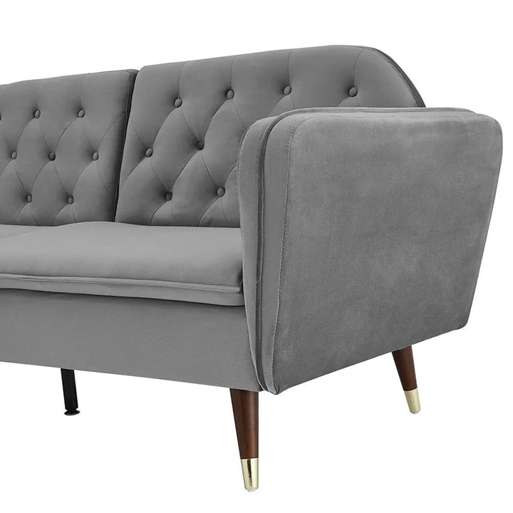 Regine Grey Plush Velvet 3 Seater Sofa Bed