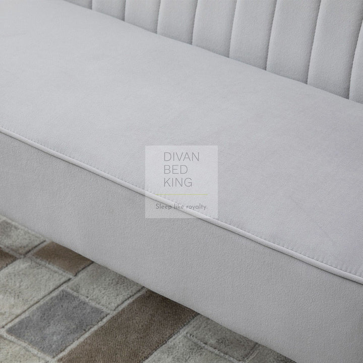 Ria Silver Velvet Thick Padded Loveseat Couch Settee with Wooden Legs