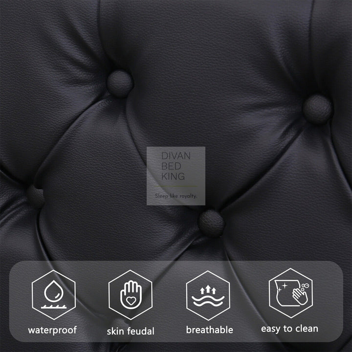 Santiago LED Black Leather Ottoman Storage Bed